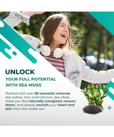 SEA Moss Black Seed Oil Ashwagandha Ginger 16-in-1 Formula - with Burdock Bladderwrack Turmeric Non-GMO Gluten-Free Soy-Free 150 count (pack of 1) - Buy Online on GoSupps.com