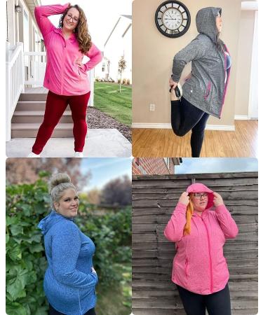 COOTRY Women's Plus Size Full Zip Workout Jacket with Thumb Holes - Gray 2X - Buy Online on GoSupps.com