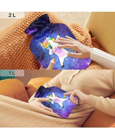 Hot Water Bottle 2L with Cover | Galaxy Unicorn Design for Pain Relief & Winter Warmth - Buy Online on GoSupps.com