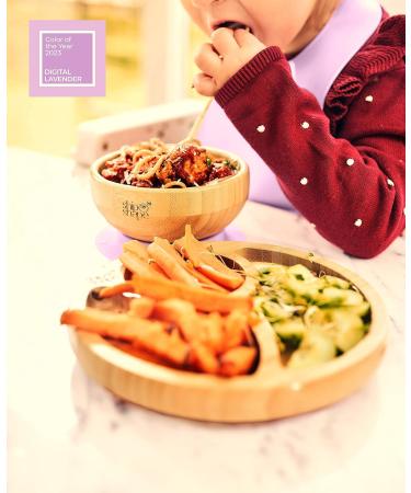 ShipShape Bamboo Baby Weaning Set | Suction Plates & Bowls | Includes 2 Spoons, Silicone Bib & Free eBook | Toddler Feeding Set with Bamboo Plates in Digital Lavender - Buy Online on GoSupps.com