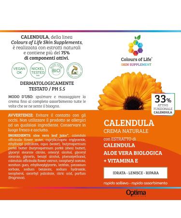 Optima Naturals Colours Of Life Calendula Cream - 33% Natural Care After-Sun Relief 100g - International Shipping Available - Buy Online on GoSupps.com