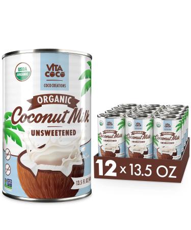 Vita Coco Organic Coconut Milk, Unsweetened Original | Dairy-Free, Gluten-Free, Kosher, Vegan, Non-GMO | Quality Ingredients & Rich Flavor | Creamy and Smooth Texture | Easy Pull Top Can | 13.5 FL OZ (12 Pack) Culinary Coconut Milk