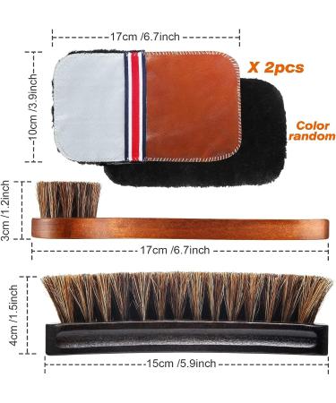 Horsehair Shoe Shine Brush Kit with Dauber Applicators - Leather Care Brushes and Suede Cleaner Set with Microfiber Gloves (4 Pcs Style D) - Buy Online on GoSupps.com