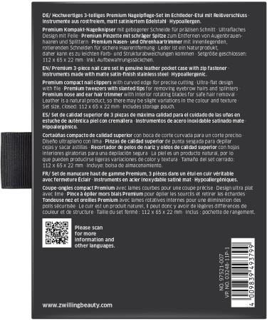 ZWILLING Premium 3 Piece Manicure Set Cowhide Leather with Zip Closure Black - Buy Online on GoSupps.com