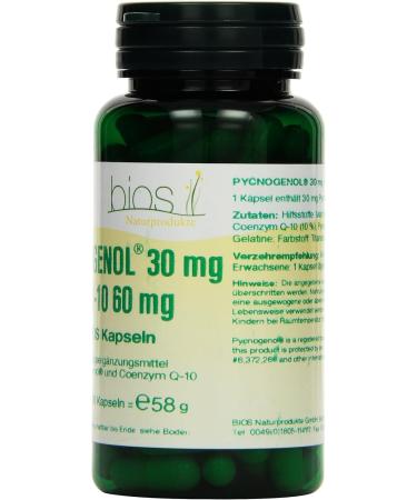 Bios Pycnogenol 30 mg & Coenzyme Q10 60 mg - 100 Capsules | International Shipping Available - Buy Online on GoSupps.com