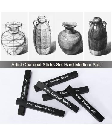 STAPENS 6 Pack Compressed Charcoal Sticks - Drawing Sketching Shading Art Supplies - Soft Medium Hard Grade Black-6 - Buy Online on GoSupps.com