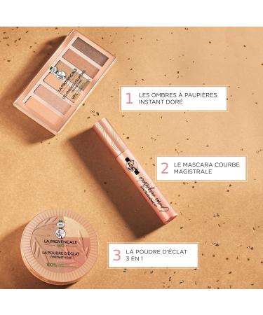 La Provencale - L'Instant Dor Makeup Gift Set - 3 Products - The Radiance Powder The Instant Dor Palette and The Courbe Magistrale Mascara - Enriched with Organic Olive Oil and Mineral Pigments - Buy Online on GoSupps.com