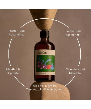 Yoga Cat Natural Massage Oil - 100ml Deep Relaxation Body Oil with Arnica & Aloe Vera | Vegan & Sustainable | Made in Germany - Buy Online on GoSupps.com