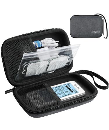 AUVON Professional Hard EVA TENS Protective Travel Case with a Sealed Bag Shockproof & Waterproof Carrying Case Compatible with Most TENS Unit Muscle Stimulators and Accessories (Case Only)