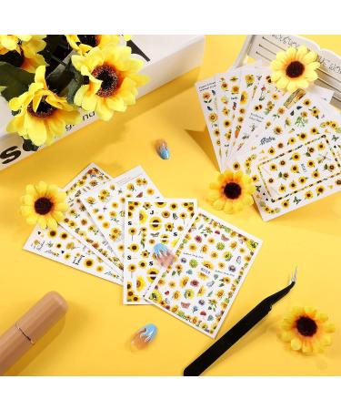 Sunflower & Butterfly Nail Art Stickers - 12 Self-Adhesive Floral Decals for Women and Girls - Buy Online on GoSupps.com