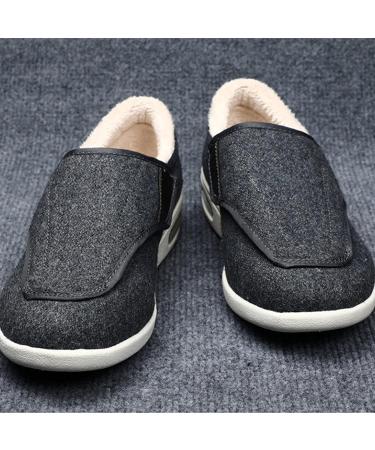 Men's Diabetic Wide Fit Orthopedic Slippers | Adjustable for Swollen Feet & Plantar Fasciitis - Size 11.5 Grey - Buy Online on GoSupps.com