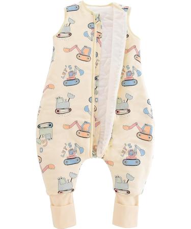 Chilsuessy Winter Baby Sleeping Bag with Feet 2.5 TOG | 100% Cotton Toddler Wearable Blanket | Cartoon Excavator Design | 90cm/3-4 Years - Buy Online on GoSupps.com