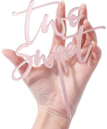 LOVENJOY Two Sweet Cake Topper 2nd Birthday for Cute Girl Rose Gold Acrylic Gift Boxed - Buy Online on GoSupps.com