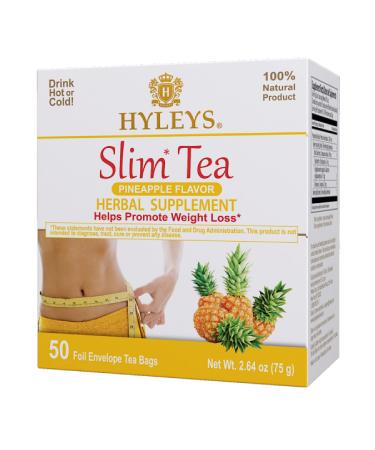 Hyleys Slim Tea Weight Loss Herbal Supplement with Pineapple - Cleanse and Detox - 50 Tea Bags (1 Pack) Pineapple 50 Count (Pack of 1)