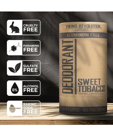 Viking Revolution Sweet Tobacco Deodorant for Men - Deodorant Men Aluminum Free with Shea Butter Tapioca Starch - Mens Deodorant Stain- Free and Baking Soda-Free - Natural Deodorant for Men (2.65oz) Sweet Tobacco 2.65 Ounce (Pack of 1) - Buy Online on GoSupps.com
