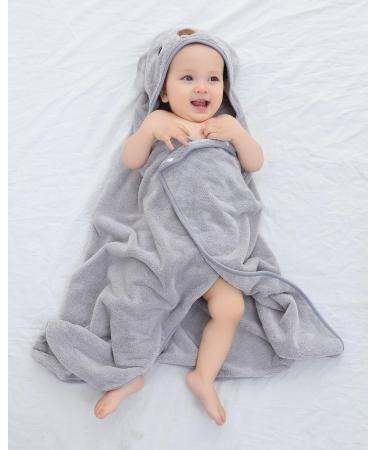 Hilmocho Baby Bath Towel with Hood | Ultra Soft Coral Velvet | 110x68CM Grey - Buy Online on GoSupps.com