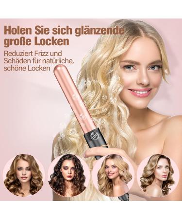 Locken Bars 3 Barrels Curling Iron Set - 5 in 1 Adjustable Temperature Ceramic Curlers with Fast Heating Glove & Clips - New Rose Gold for Large Petropes - Buy Online on GoSupps.com