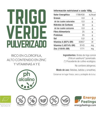  Energy Feelings Energy Feelings - Sprayed green - Wheat grass - 1000g - Buy Online on GoSupps.com