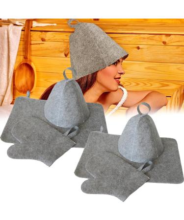 Saunaut 6-Piece Felt Sauna Cap Set | Sauna Hats Gloves Shower Caps for Men & Women | Easy to Hang International Shipping - Buy Online on GoSupps.com