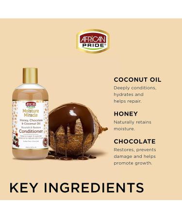 African Pride Moisture Miracle Shampoo and Conditioner Set for Natural Coils & Curls 12 oz - Honey, Coconut Oil, Aloe & Coconut Water Infused - Buy Online on GoSupps.com