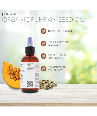 PURA D OR Organic Pumpkin Seed Oil 4 Oz - 100% Pure USDA Premium Body & Hair Growth Serum - Cold Pressed Unrefined Hexane-Free Oil for Men & Women - Buy Online on GoSupps.com