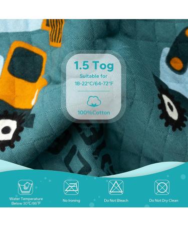 ZIGJOY Toddler Sleeping Bag 1.5 TOG 100% Cotton Sleep Sack | Excavator Design | for 4-6T Baby Boy Girl - Buy Online on GoSupps.com