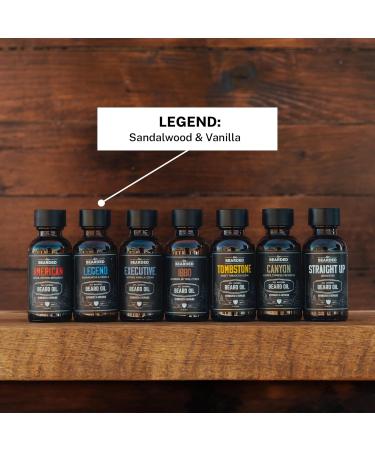 Live Bearded Beard Oil - 1 fl oz | Natural Jojoba Oil for Men's Beard Care | Made in USA | Soothes Dry Skin | Legend Scent: Sandalwood & Vanilla - Buy Online on GoSupps.com