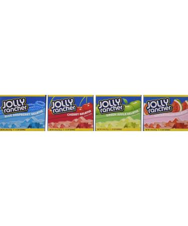 Jolly Rancher Jello: 1 Green Apple, 1 Cherry, 1 Watermelon, 1 Blue Raspberry, 2.79oz Box (Pack of 4) 2.79 Ounce (Pack of 4)