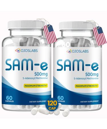 OjosLabs Sam e 500mg Methionine Supplement for Liver Joint Brain and Mood Support High Absorption SAM-e (S Adenosyl Methionine) Vegan Gluten Free Non-GMO-USA Made 60 Sam e Capsule (2 Pack)