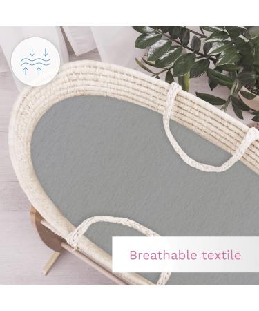 Baby Moses Basket Fitted Sheet 2 Pack - Oval Grey Soft Cotton Sheets for Moses Baskets - Buy Online on GoSupps.com