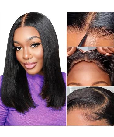 Eawwii Glueless Wigs Human Hair - Black - 14 Inch