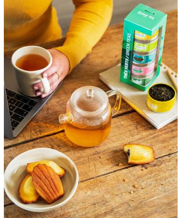 Kusmi Tea Gift Set Les Verts - Organic Green Tea Assortment in 5 Metal Tins (25g each) - Gr ner Jasmin Green Ginger Label Imp rial Green Rose Green Mint - Perfect International Gift - Buy Online on GoSupps.com