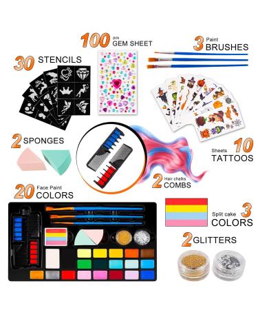 20 Colors Face Paint Kit - Professional Body Makeup for Birthdays Halloween Cosplay & Stage | Ideal SFX Art Supplies - Buy Online on GoSupps.com