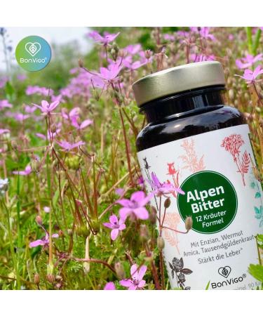 Bonvigo Alpenbitter - 180 Capsules of Bitter Herbs for Liver Fat Metabolism & Digestion | Monastery Recipe Stomach Bitter Formula - Buy Online on GoSupps.com