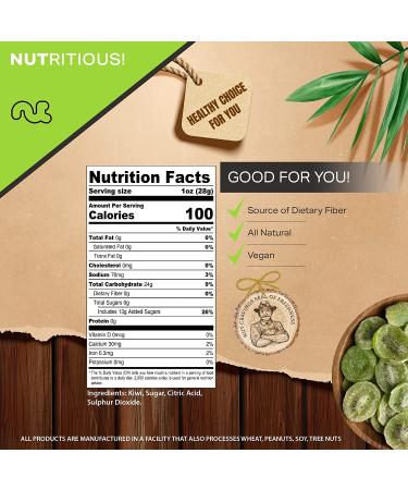 Sun Dried Kiwi Slices with Added Sugar - 32oz Resealable Bag - Dehydrated Fruit Snack, Healthy, All Natural, Vegan, Kosher Certified - Buy Online on GoSupps.com
