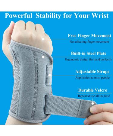 Buy Adjustable Carpal Tunnel Wrist Brace | Night Sleep Support Splints for Right Hand (S/M Grey) - International Shipping - Buy Online on GoSupps.com