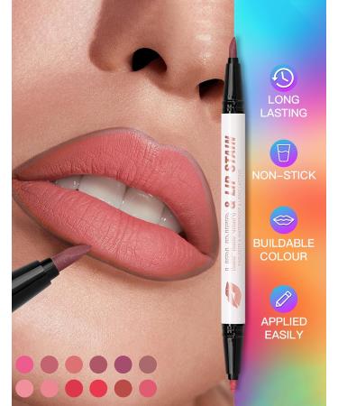 bark Erinde Lip Marker Waterproof Lip Liner 2 Colors Double Head Long Lasting Matte Lip Liner Liquid Highly Pigmented Lipstick Waterproof Makeup Lip Pencil 05 - Buy Online on GoSupps.com