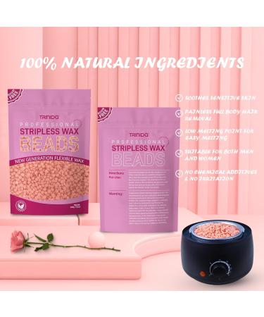 TRINIDa Rose Hard Wax Beads 500g with 10 Applicators - Gentle Hair Removal for Full Body, Facial and Legs - Painless Wax Beads for Women and Men - Buy Online on GoSupps.com