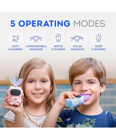 Buy Sensory 360 U-Shaped Astronaut Toothbrush for Kids 2-7 | Electric Kids Toothbrush with Memory Function & 5 Modes - Travel Essentials (Blue - Buy Online on GoSupps.com