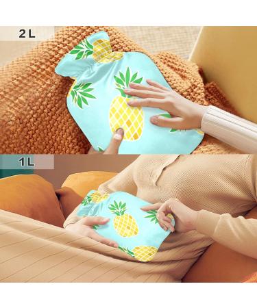 Pineapple Hot Water Bottle with Cover - 1L BPA Free Small Hot Water Bag for Pain Relief | Headache Neck & Shoulders Relief - Buy Online on GoSupps.com