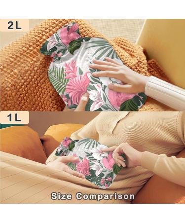 NAANLE 2L Hot Water Bottle - Tropical Flower Pattern | Heat & Cold Therapy for Pain Relief | Large Warm Water Bottle for Bed Hands & Feet - Buy Online on GoSupps.com