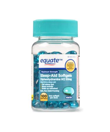 Equate Maximum Strength Sleep-Aid Softgels 50 mg 100 Count
