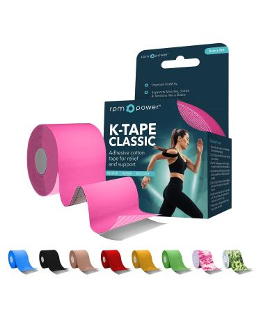 RPM Power Kinesiology Tape (Classic) - Sports Tape Latex Free Water Resistant Tape for Muscles & Joints - Perfect for Sports Muscle Aches & Rehabilitation (Single Box Pink) Single Box Pink