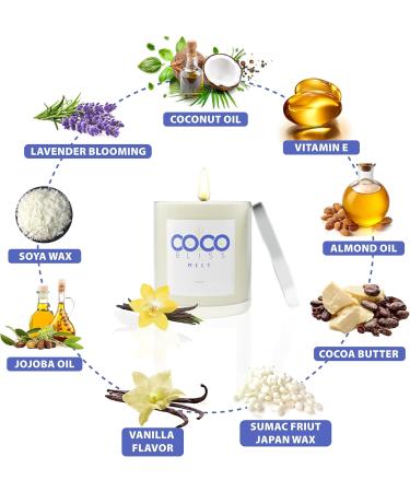 Coco Bliss Melt - 8 Oz Massage Candle | Natural Coconut Body Oil with Vanilla Scent | Essential Oil Candle for Women Men & Couples - Moisturizing with Vitamin E & Cocoa Butter - Buy Online on GoSupps.com