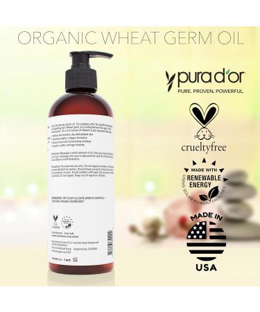 PURA D'OR ORGANIC Wheat Germ Oil (16 Oz x2 32 Oz) 100% Pure & Natural USDA Certified Cold Pressed Carrier Oil - Vitamin E Rich Moisturizing & Nourishing Anti-Aging Properties - Healthy Hair Growth Natural 16 Fl Oz (Pack  - Buy Online on GoSupps.com