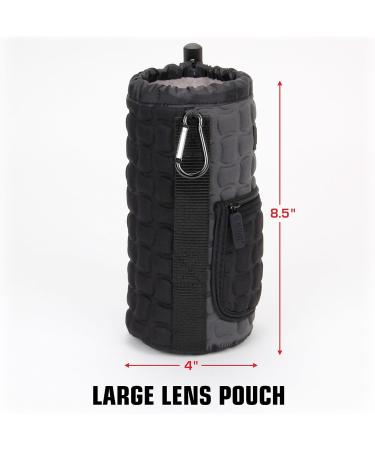 USA GEAR FlexARMOR-X Large Lens Case Pouch - Deluxe Neoprene Protection - Fits 70-300mm Lens - Carabiner Clip, Zippered Pocket - Black/Gray - Buy Online on GoSupps.com