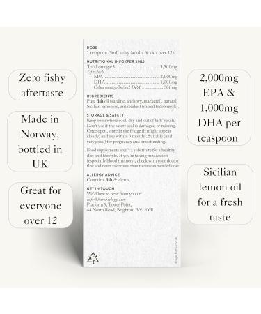 Bare Biology Life & Soul Pure Omega 3 Liquid - Super-Strength - Sustainably Sourced Fish - 150ml - Buy Online on GoSupps.com