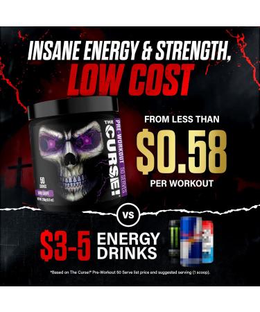 JNX SPORTS The Curse! Pre Workout Powder for Men & Women Caffeine Beta-Alanine Creatine L-Citrulline 30 Servings Dark Grape Flavor Boost Energy Strength & Focus Dark Grape 5.3 Ounce (Pack of 1) - Buy Online on GoSupps.com