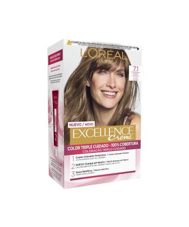 L'Or al Paris Excellence Cr me 7.1 Ashblond - 100% Gray Hair Coverage & 3-Way Care | Premium Permanent Hair Color for International Shipping - Buy Online on GoSupps.com