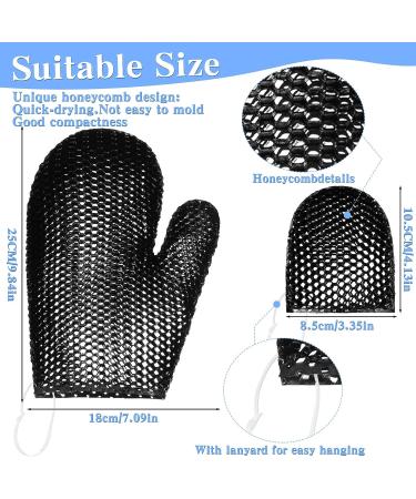 Honeycomb Bath Mitt Exfoliating Glove Set - 2 Pcs Honeycomb Face and Body Scrubber - Black Exfoliating Shower Mitt Sponges for Body Skin - Ideal for Beauty Spa - Buy Online on GoSupps.com